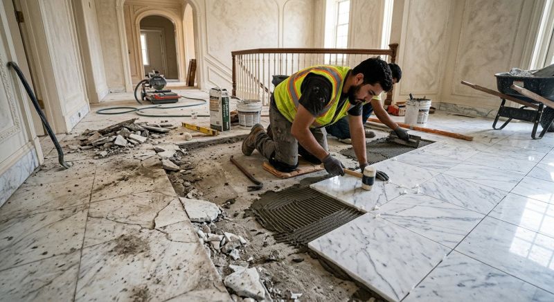 White Marble Tile Installation in Wilmington, NC