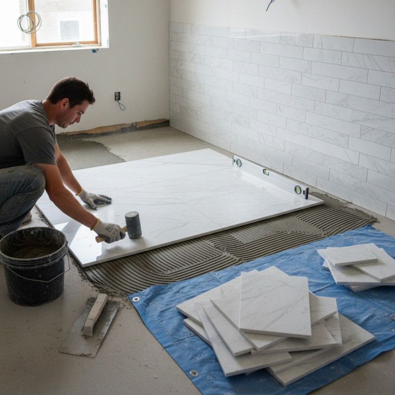 White Marble Tile Installation in Olathe, KS
